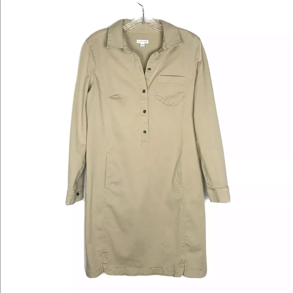 J Jill Live-in Chino Button Khaki Shirt Dress Size 6